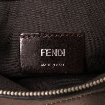 Fendi Roma Flat Tote Silver Leather Suede Gray Red Shoulder Bag