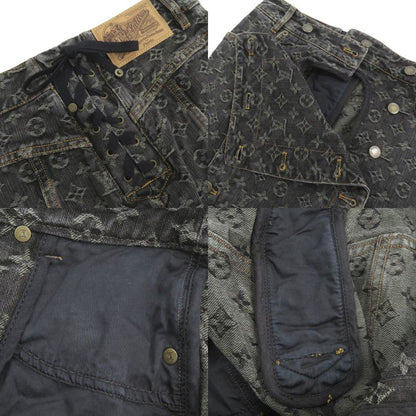 Louis Vuitton Monogram Denim Cotton Black Jacket & Skirt Set