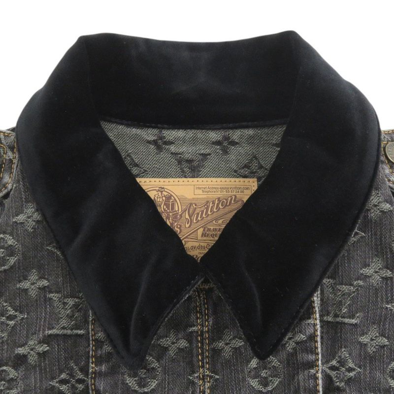 Louis Vuitton Monogram Denim Cotton Black Jacket & Skirt Set