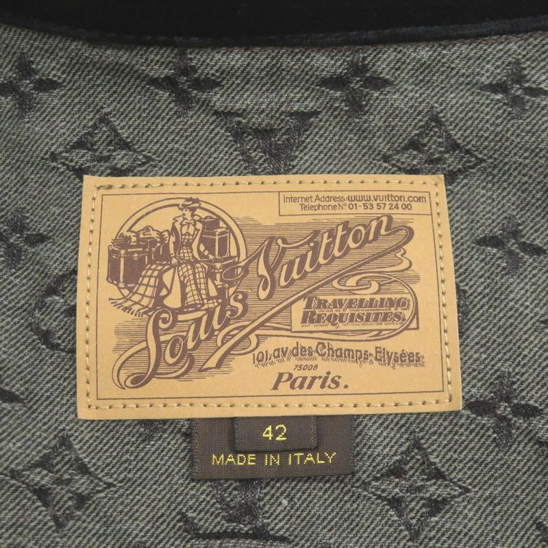 Louis Vuitton Monogram Denim Cotton Black Jacket & Skirt Set