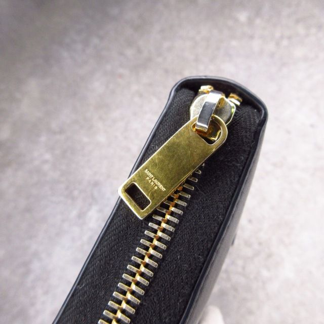 Saint Laurent Paris Cassandra Wallet Round Zip Logo Black