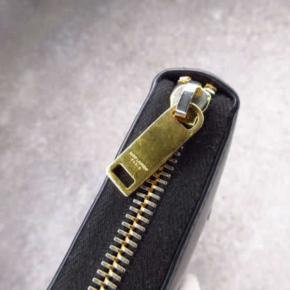Saint Laurent Paris Cassandra Wallet Round Zip Logo Black