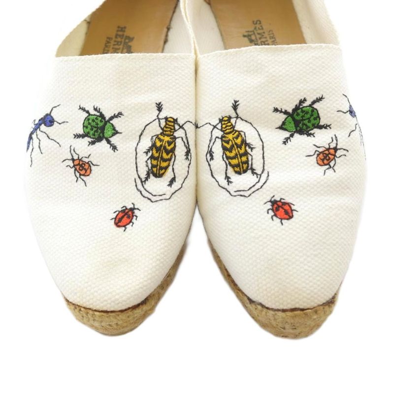 Hermes Flat Shoes Espadrilles White 35