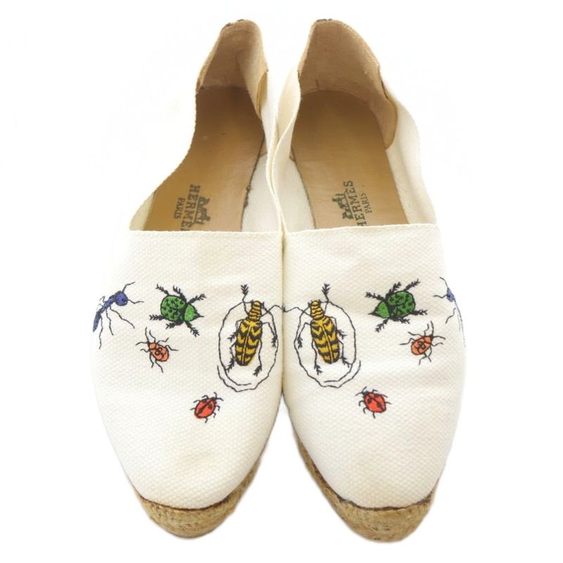 Hermes Flat Shoes Espadrilles White 35