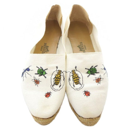 Hermes Flat Shoes Espadrilles White 35