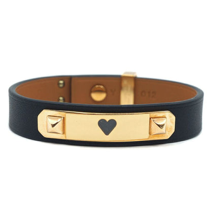 Hermes Asdoucle Bracelet Leather Black Gold T2