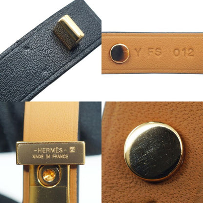 Hermes Asdoucle Bracelet Leather Black Gold T2