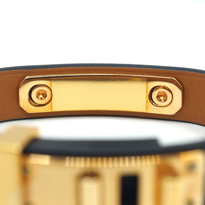 Hermes Asdoucle Bracelet Leather Black Gold T2