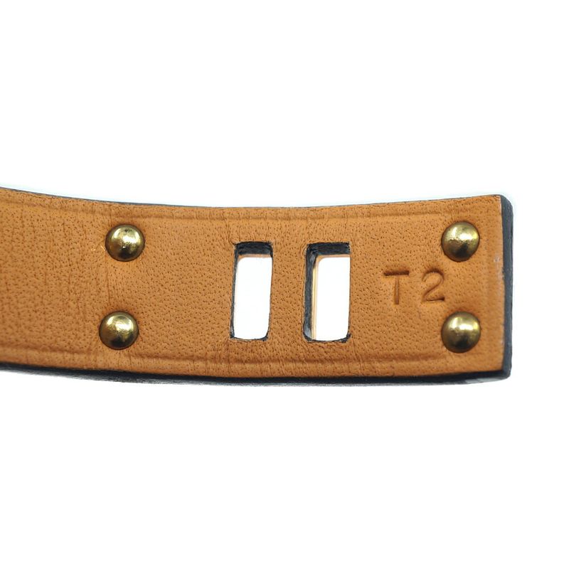 Hermes Asdoucle Bracelet Leather Black Gold T2