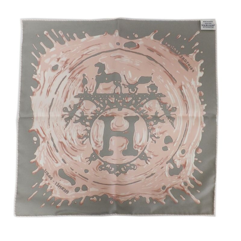 Hermes Carre 45 Gavroche Gray Pink Peinture Fraiche Freshly Painted Scarf