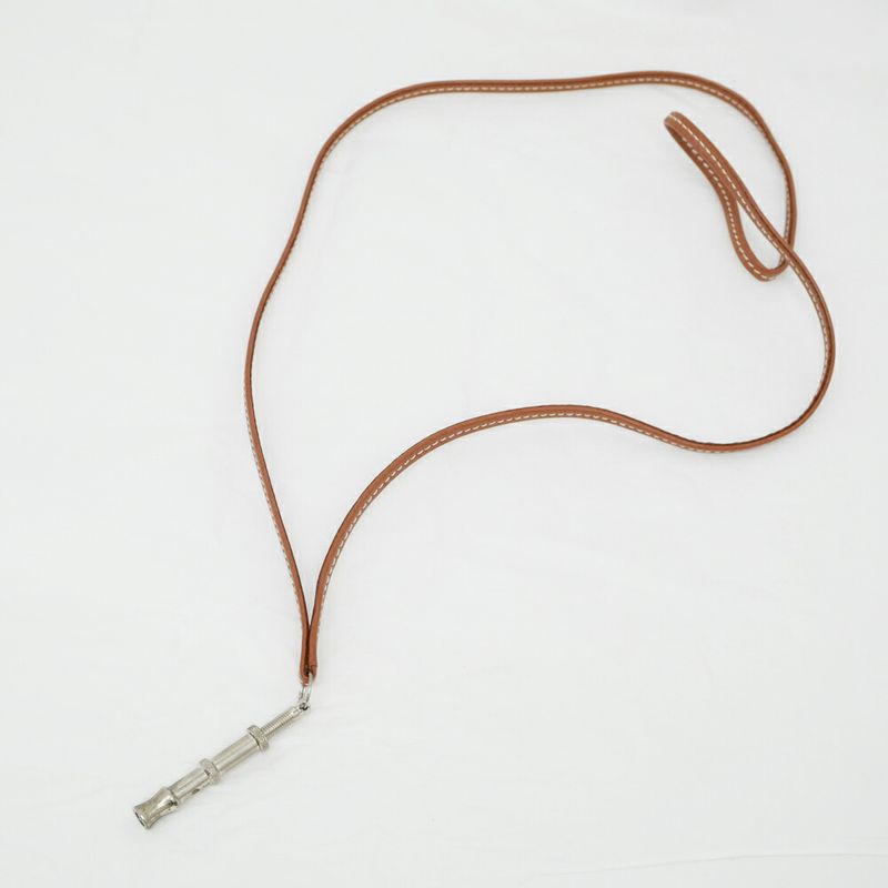 Hermes Chiffre Whistle Necklace Gold Silver
