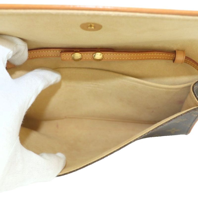 Louis Vuitton Pochette Twin GM Shoulder Bag Flap Monogram Pattern Brown