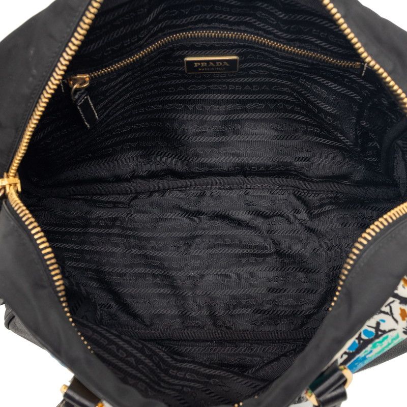 Prada Venezia Handbag Black Multicolor Nylon Leather