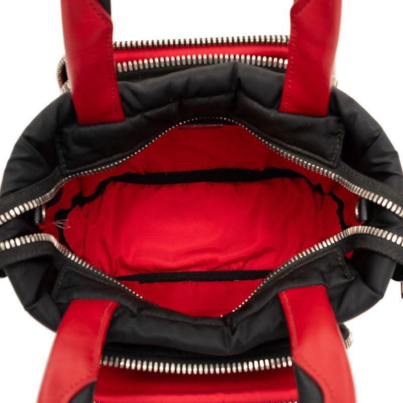 Prada Cago Small 2-Way Shoulder Bag Black Red Nylon