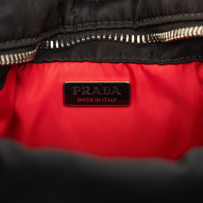 Prada Cago Small 2-Way Shoulder Bag Black Red Nylon