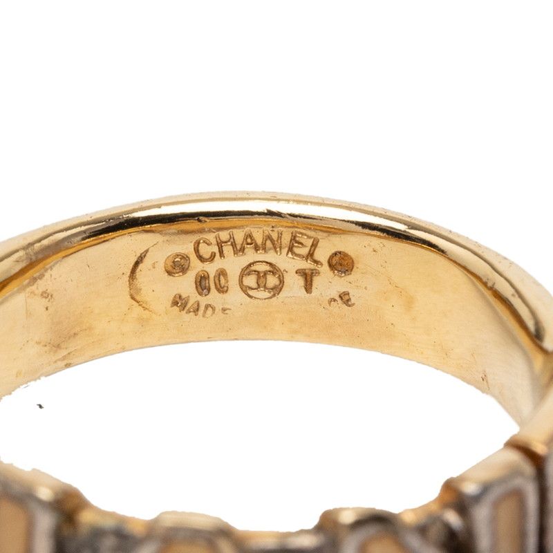 Chanel Logo Ring Gold Plated Enamel