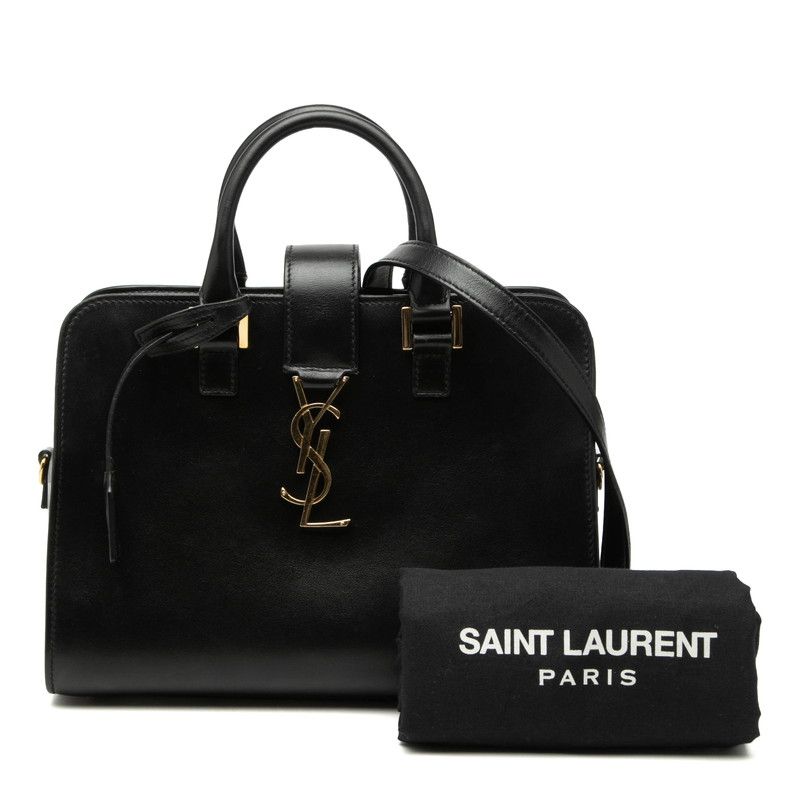 Saint Laurent Baby Cabas 2-Way Shoulder Bag Black Leather