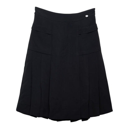 Chanel Coco Button Set Suit Jacket Skirt Black Silk