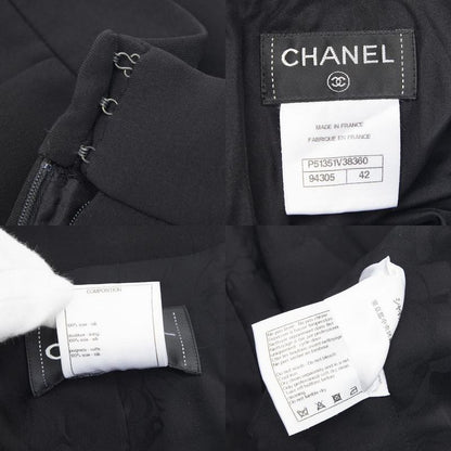 Chanel Coco Button Set Suit Jacket Skirt Black Silk