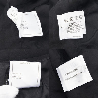 Chanel Coco Button Set Suit Jacket Skirt Black Silk