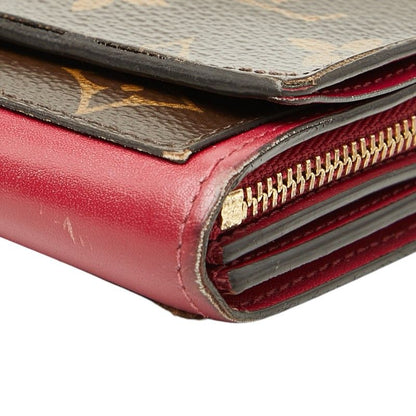 Louis Vuitton Monogram Portefeuille Floral Compact Bifold Wallet Brown Fuchsia