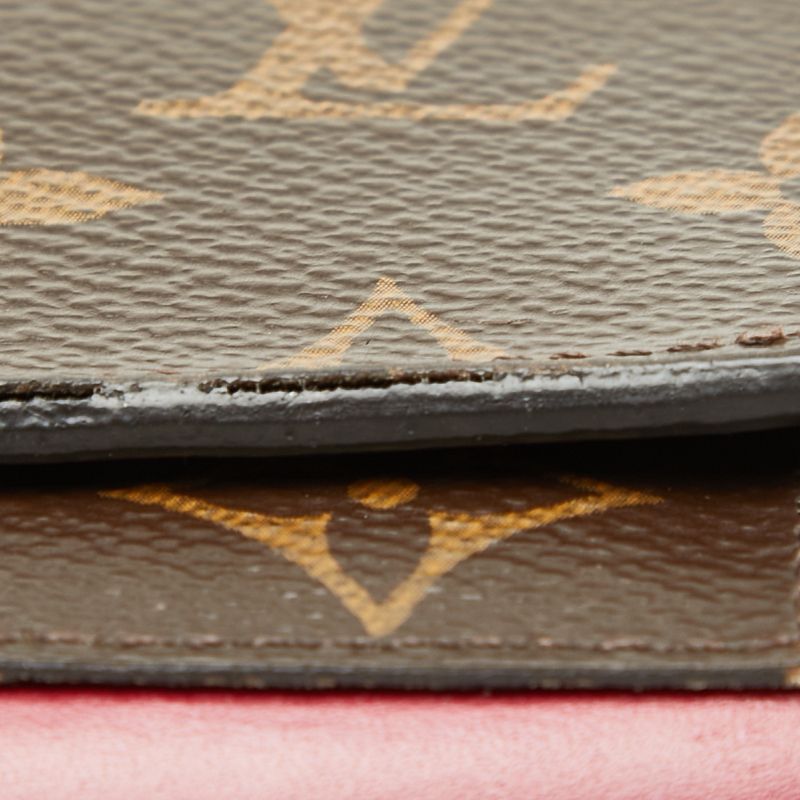 Louis Vuitton Monogram Portefeuille Floral Compact Bifold Wallet Brown Fuchsia