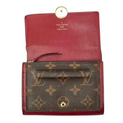 Louis Vuitton Monogram Portefeuille Floral Compact Bifold Wallet Brown Fuchsia