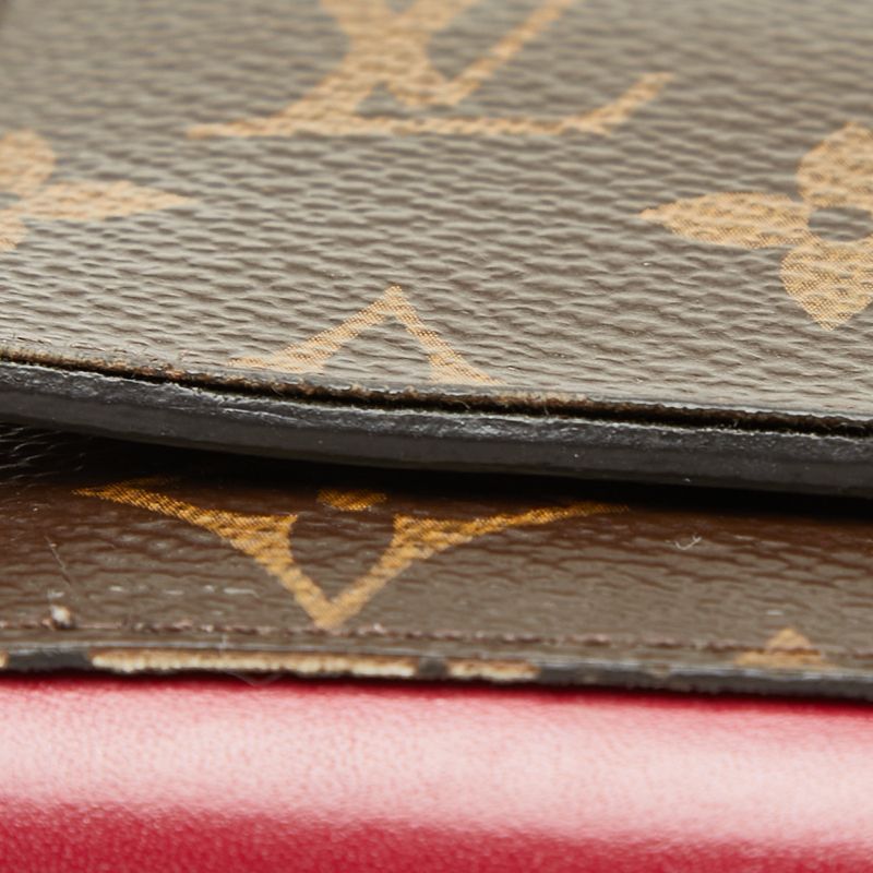 Louis Vuitton Monogram Portefeuille Floral Compact Bifold Wallet Brown Fuchsia
