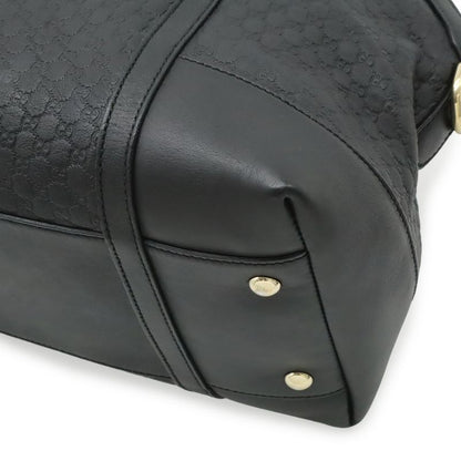 Gucci Micro Guccissima Tote 2-Way Shoulder Bag Crossbody Leather Black Gold