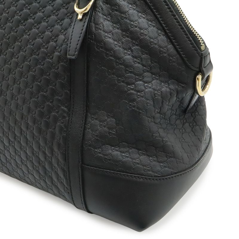 Gucci Micro Guccissima Tote 2-Way Shoulder Bag Crossbody Leather Black Gold