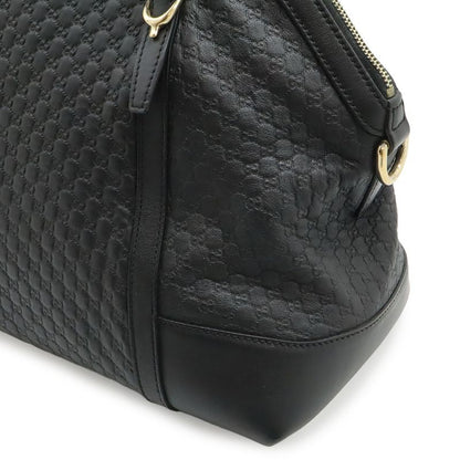 Gucci Micro Guccissima Tote 2-Way Shoulder Bag Crossbody Leather Black Gold