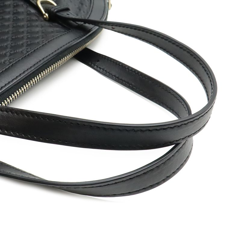 Gucci Micro Guccissima Tote 2-Way Shoulder Bag Crossbody Leather Black Gold