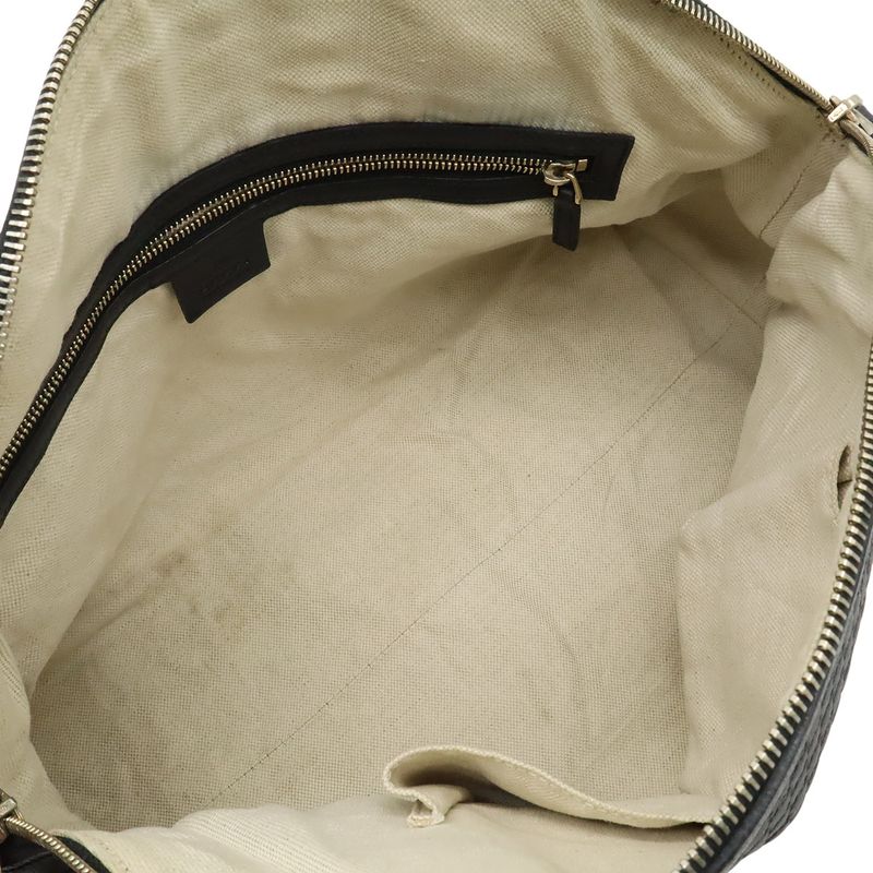 Gucci Micro Guccissima Tote 2-Way Shoulder Bag Crossbody Leather Black Gold