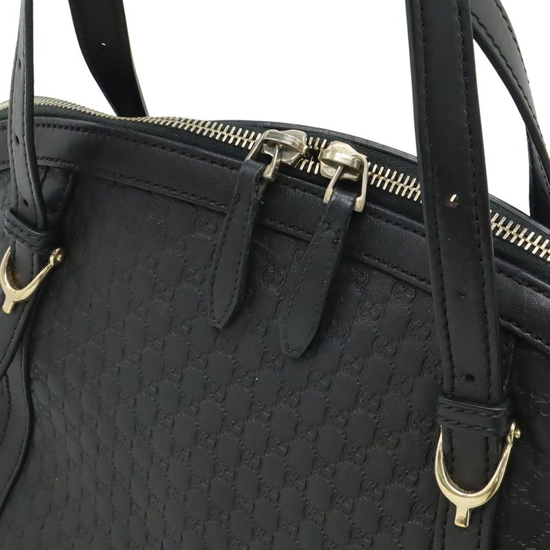 Gucci Micro Guccissima Tote 2-Way Shoulder Bag Crossbody Leather Black Gold