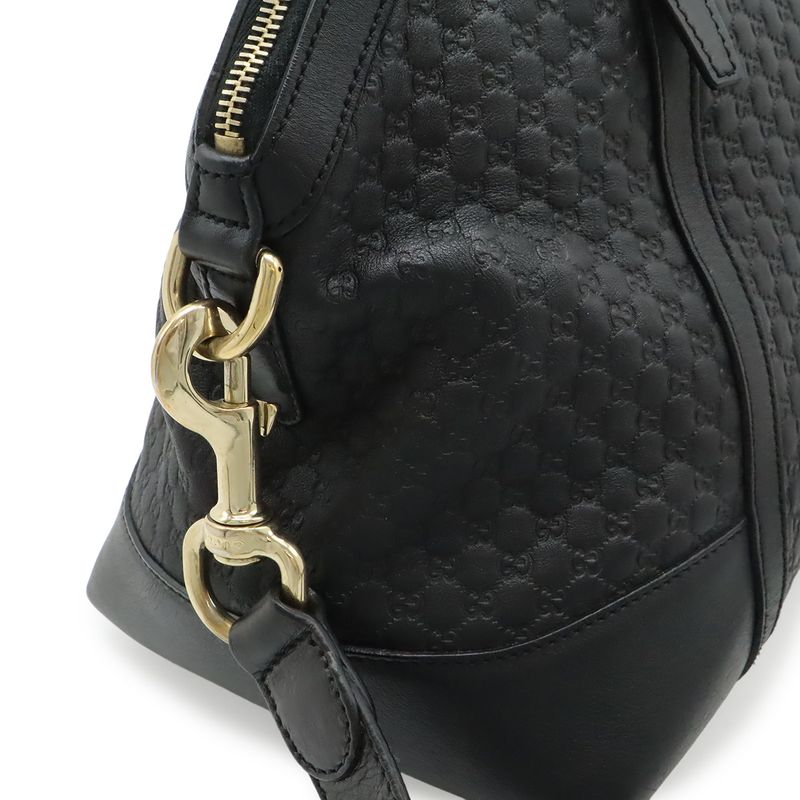 Gucci Micro Guccissima Tote 2-Way Shoulder Bag Crossbody Leather Black Gold