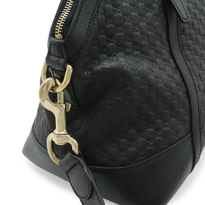 Gucci Micro Guccissima Tote 2-Way Shoulder Bag Crossbody Leather Black Gold