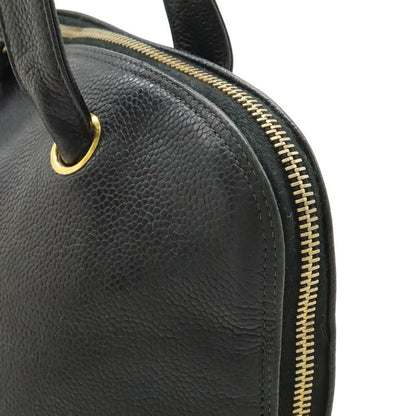 Chanel CC Logo Chain Tote Shoulder Bag Caviar Leather Black Gold