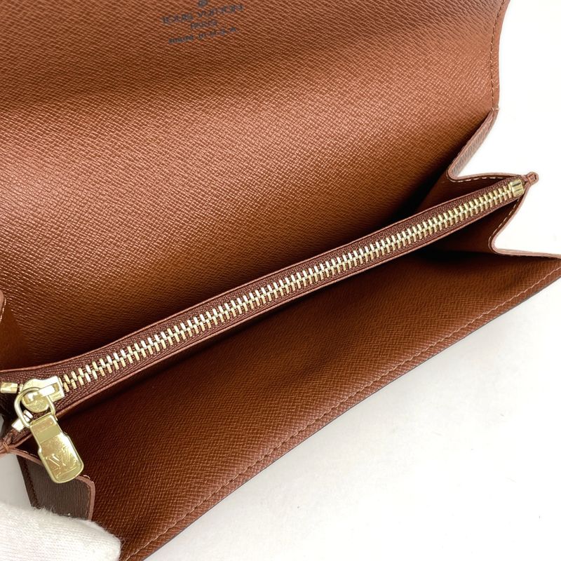 Louis Vuitton Pochette Porte Monet Cles Bifold Wallet Monogram Brown