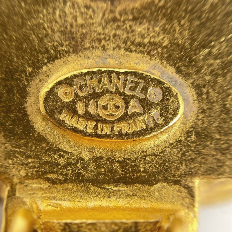Chanel CC Logo Earrings Fringe Gold Plated