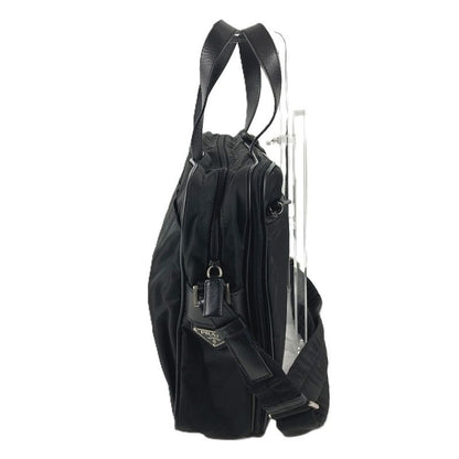 Prada Business Bag Triangle Logo Leather Nylon Black