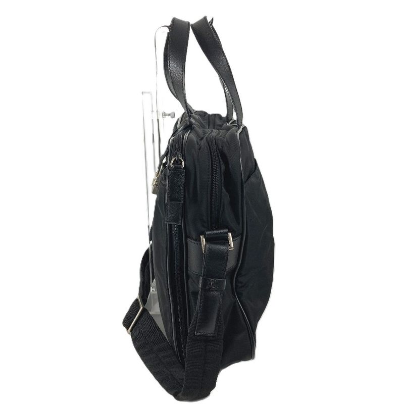 Prada Business Bag Triangle Logo Leather Nylon Black