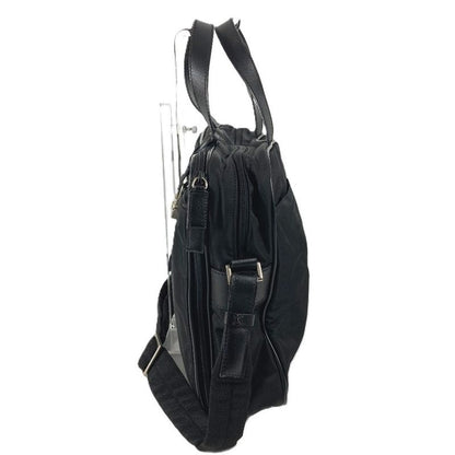 Prada Business Bag Triangle Logo Leather Nylon Black