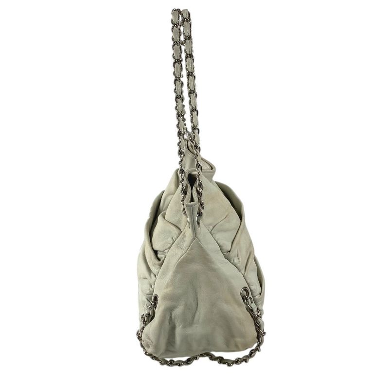 Chanel Shoulder Bag CC Logo Charm Leather White