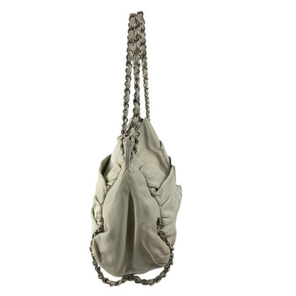 Chanel Shoulder Bag CC Logo Charm Leather White