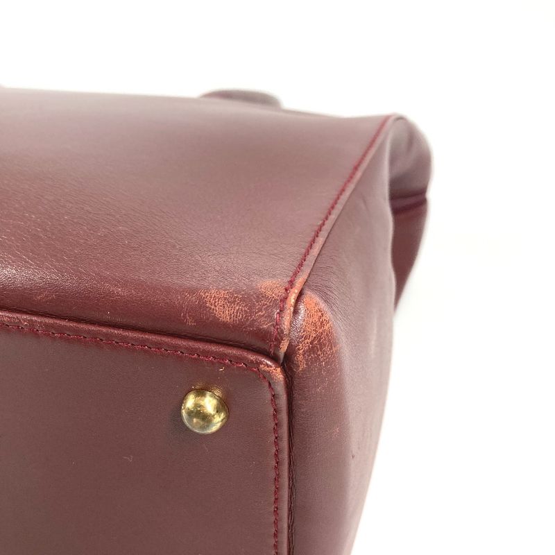 Cartier Shoulder Bag Must Have Line Logo Leather Wine Red