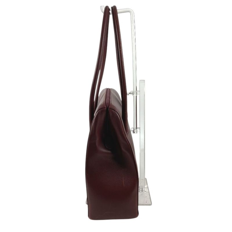 Cartier Shoulder Bag Must Have Line Logo Leather Wine Red