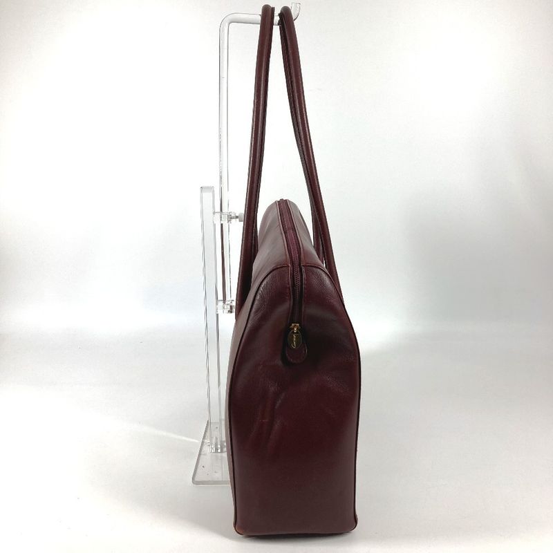 Cartier Shoulder Bag Must Have Line Logo Leather Wine Red