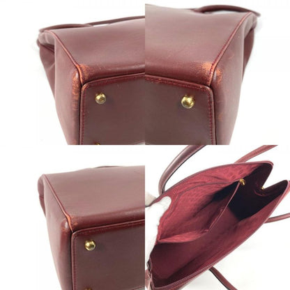Cartier Shoulder Bag Must Have Line Logo Leather Wine Red