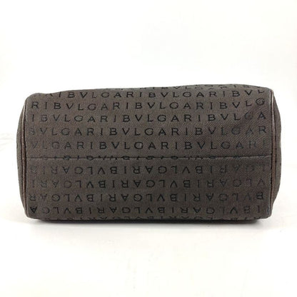 Bvlgari Logo Mania Mini Boston Bag Leather Canvas Brown