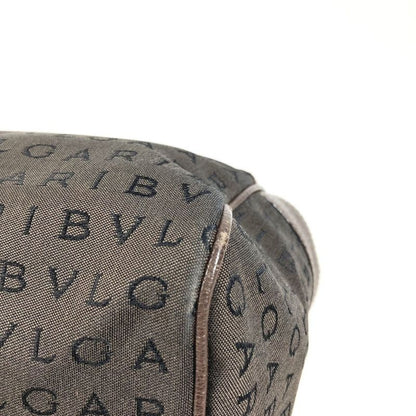 Bvlgari Logo Mania Mini Boston Bag Leather Canvas Brown